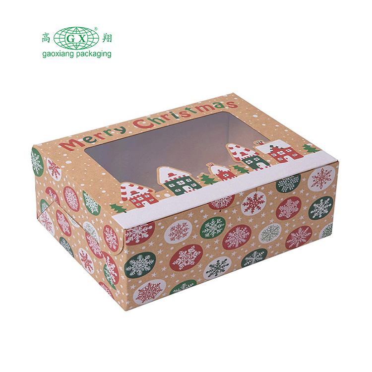 Cajas de galletas navideñas cajas de regalo de donas caja de panadería con ventana transparente