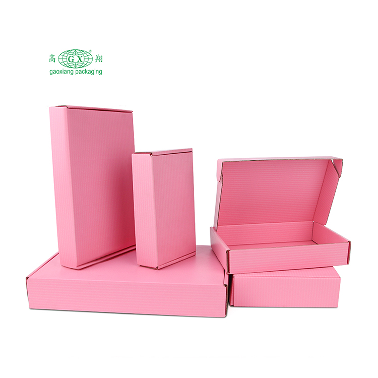 Embalaje de cajas de envío de cartón corrugado de papel rosa de uso múltiple con logotipo personalizado