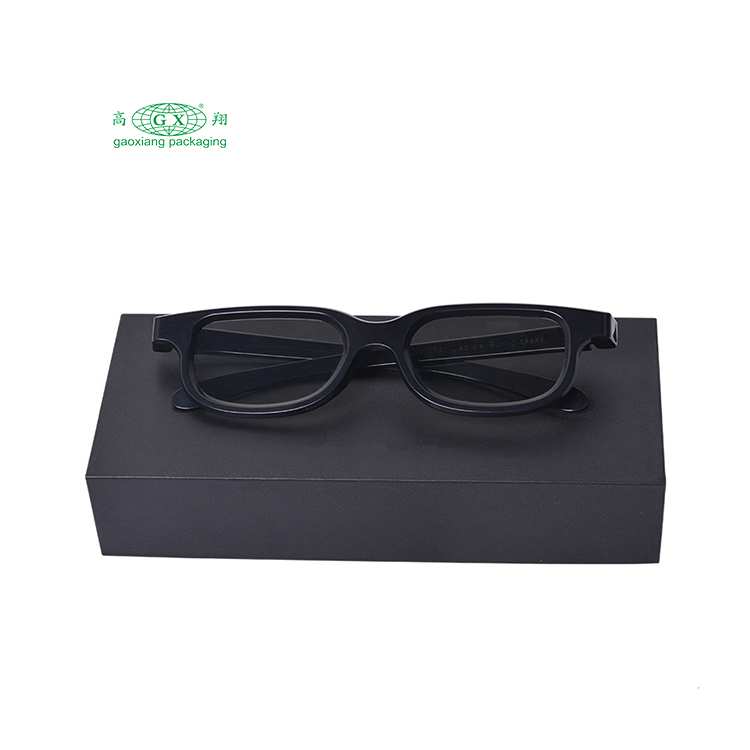 Caja de embalaje de regalo de gafas con logotipo dorado negro a precio de fábrica principal personalizado