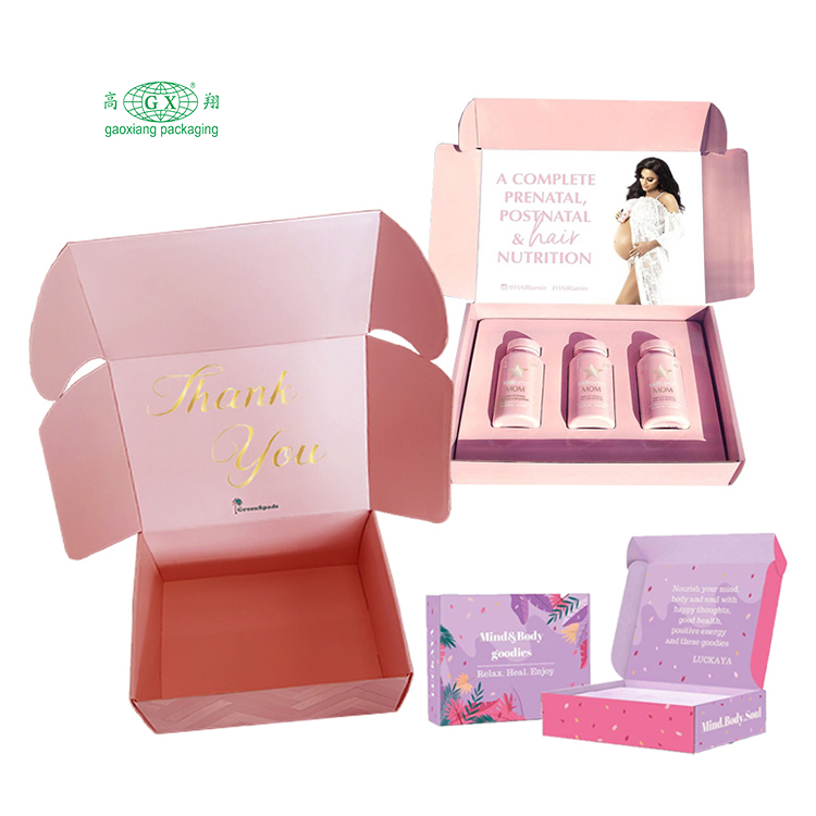 Caja de belleza de maquillaje cosmético para correo de comercio electrónico con impresión personalizada, embalaje de ropa de regalo, cajas de envío corrugadas con logotipo personalizado, caja pr