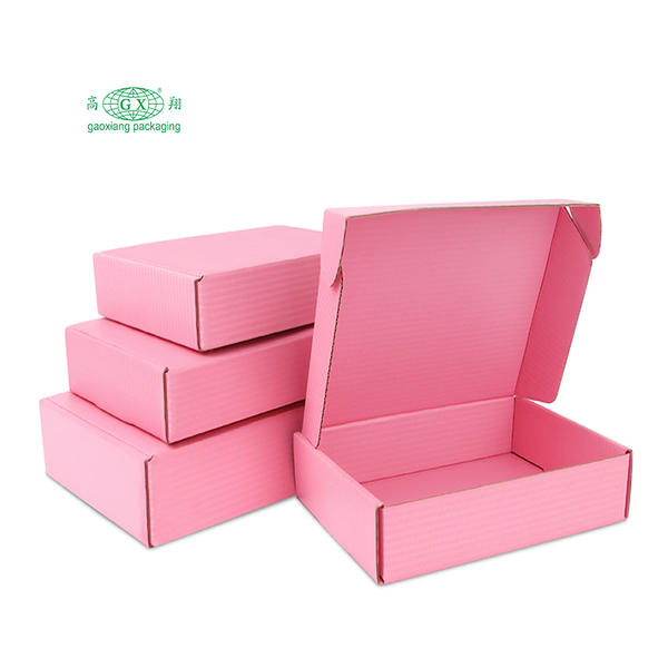 Logotipo personalizado ropa embalaje rosa 3 capas e flauta anuncio publicitario papel cartón envío correo embalaje caja corrugada