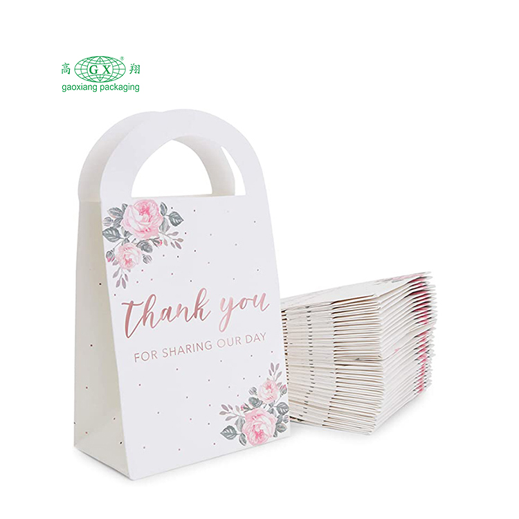 Bolsas de papel de boda personalizadas de alto grado gracias embalaje de regalo personalizado