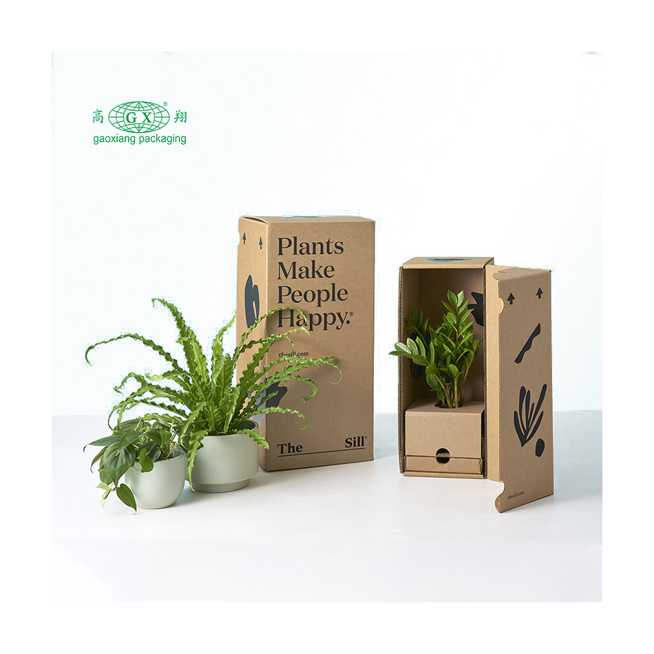 Cajas personalizadas para manualidades de cartón plano corrugado, cajas de regalo para plantas, embalaje de caja de papel