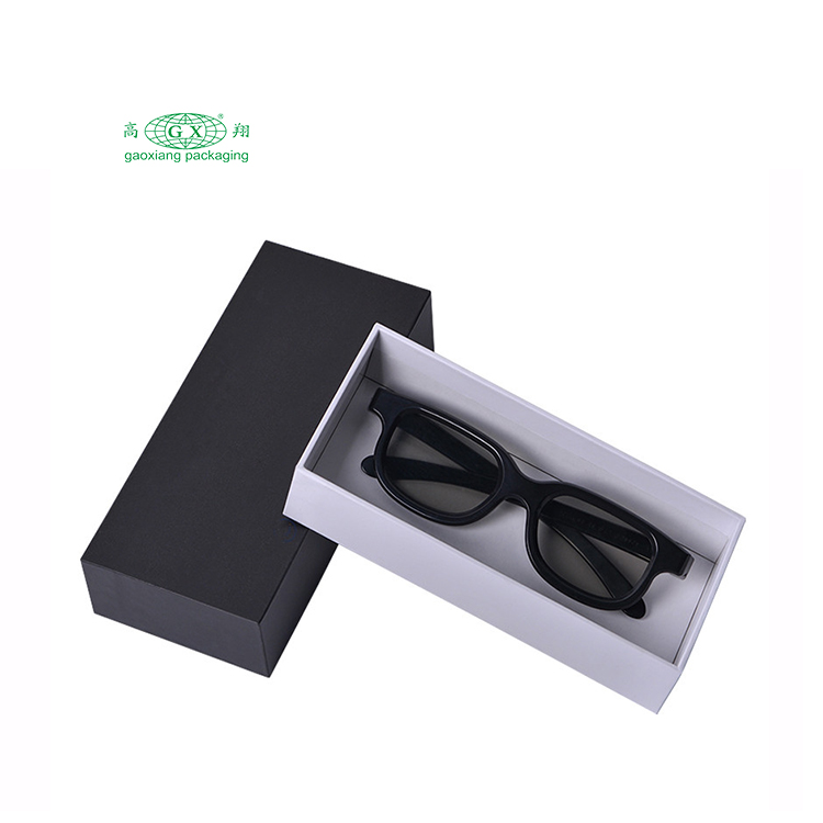 Caja de regalo de papel suave de color personalizado, caja de embalaje de gafas de sol negras