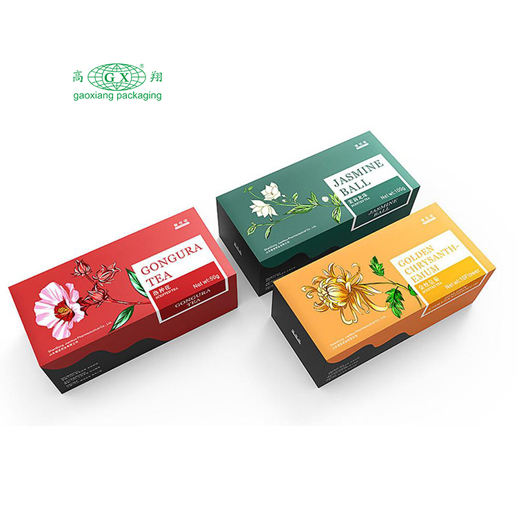 Caja de embalaje de té perfumado de papel de cartón mate multicolor tipo flip creativo para productos de salud