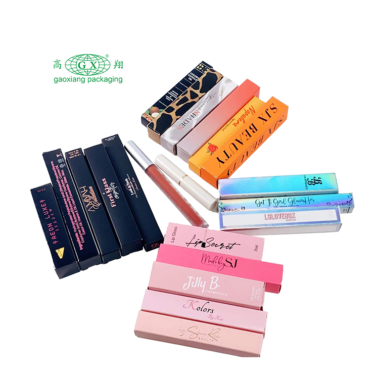 Cajas de papel de embalaje de tubo de brillo de labios de lujo personalizado al por mayor con logotipo