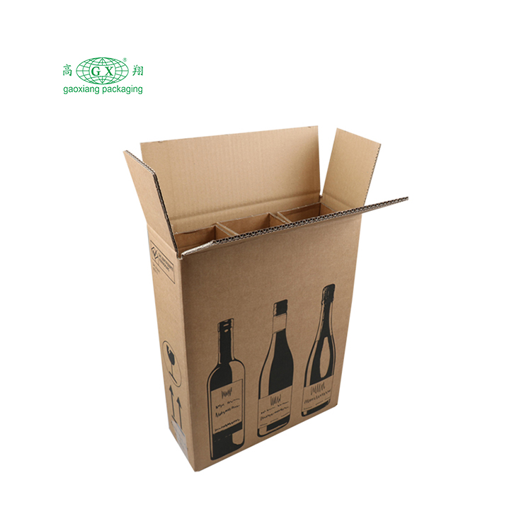 Embalaje de caja de vino de cartón corrugado de envío de botella de vino personalizado